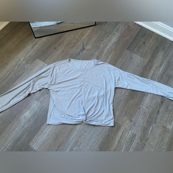 Old Navy Running Workout Athleisure Top Gray Lightweight Cinch Waist Size S Tall - Picture 3 of 9